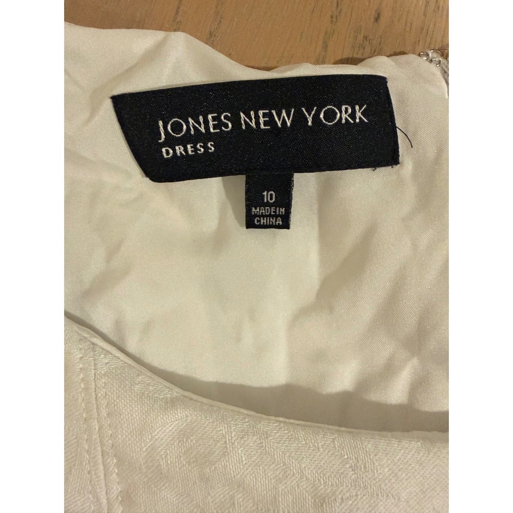 Jones New York Floral Jacquard Fit and Flare Dress Pink Green White Size 10 - Picture 4 of 7